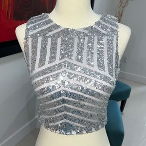 B Darlin silver sparkly crop top